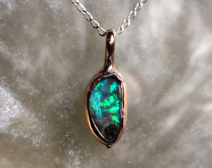 Boulder Opal and 9ct Rose Gold Pendant