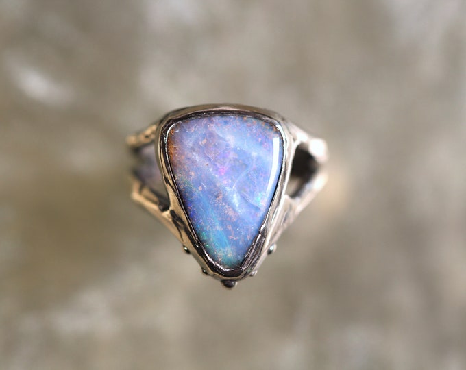 Boulder Opal and Sterling Silver Ring