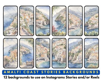 Instagram IG Historias de redes sociales y carretes Fondos Costa de Amalfi Italia Tema de playa Asistente virtual Creador de contenido