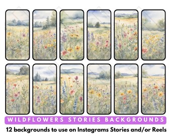 Instagram IG Historias de redes sociales y carretes Fondos Tema de flores silvestres en acuarela Asistente virtual Creador de contenido