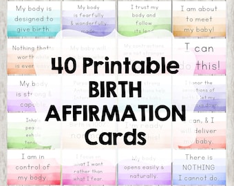 40 Tarjetas de Afirmación de Nacimiento para Trabajo Natural / Nacimiento 4x6 Pulgadas Dip Dye Género Neutral Patrones DIGITAL ITEM - Imprimir usted mismo
