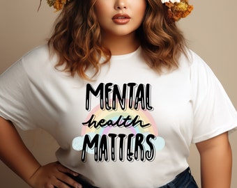 Rainbow Mental Health Matters PNG Archivo BoHo para camisas, tazas, bolsos de mano, sudadera, bricolaje, plantas de regalo, salud mental, cita, naranja rosa