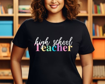 Educador de profesores de secundaria PNG BoHo para camisas, tazas, bolsos de mano, sudadera, bricolaje, educación de regalos 9º 10º 11º 12º grado Colores del arco iris
