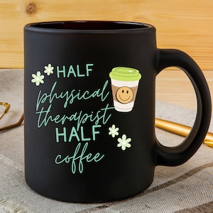 Half Physical Therapist PT Half Coffee PNG File BoHo for Shirts, Mugs, Tote Bags, Sweatshirt, DIY, Gift Lime Green Teal