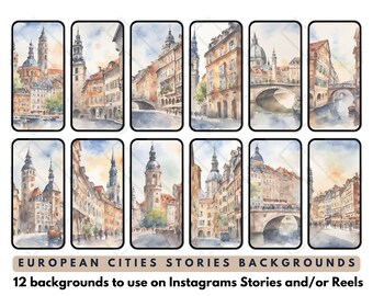 Instagram IG Historias de redes sociales y carretes Fondos Tema de ciudades europeas Asistente virtual Creador de contenido