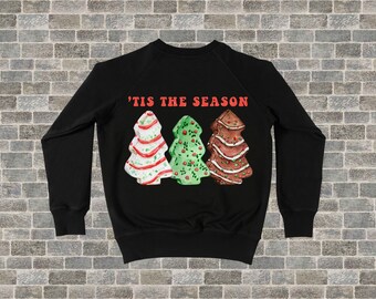 Tis the Season Christmas Tree Cakes PNG Archivo para camisas, tazas, bolsos de mano, sudadera, bricolaje, regalo de vacaciones de moda rojo verde blanco