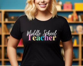 Educador de profesores de secundaria Archivo PNG BoHo para camisas, tazas, bolsos de mano, sudadera, bricolaje, regalo 6º 7º 8º grado Educación Colores del arco iris