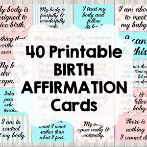 40 Birth Affirmation Cards for Natural Labor / Birth 4x6 Inches Flamingo Patterns Girl Colors DIGITAL ITEM - Print Yourself