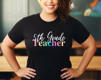 Educador de maestros de quinto grado Archivo PNG BoHo de quinto grado para camisas, tazas, bolsos de mano, sudadera, bricolaje, regalo Educación primaria Colores del arco iris
