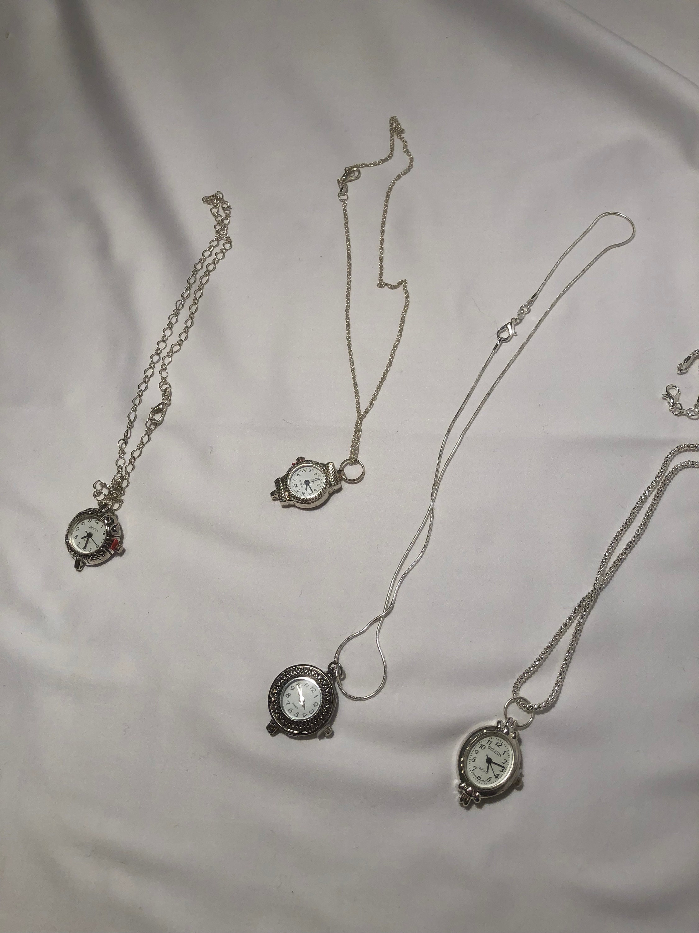 Silver Watch necklace or clock necklace Etsy