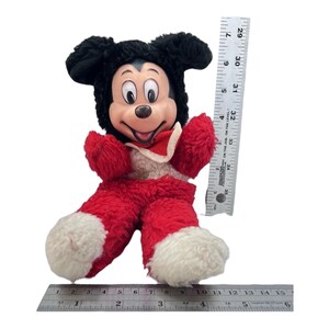 Mickey Mouse Vtg Rubber Face Plush w Bib 10" Disney 3104 Bild 8