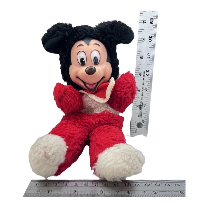 Mickey Mouse Vtg Rubber Face Plush w Bib 10" Disney 3104 Bild 8