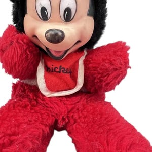 Mickey Mouse Vtg Rubber Face Plush w Bib 10" Disney 3104 Bild 2
