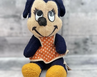 Walt Disney Minnie Mouse 1960s Plush Stuffed Toy 14" w Yellow Bow 3105