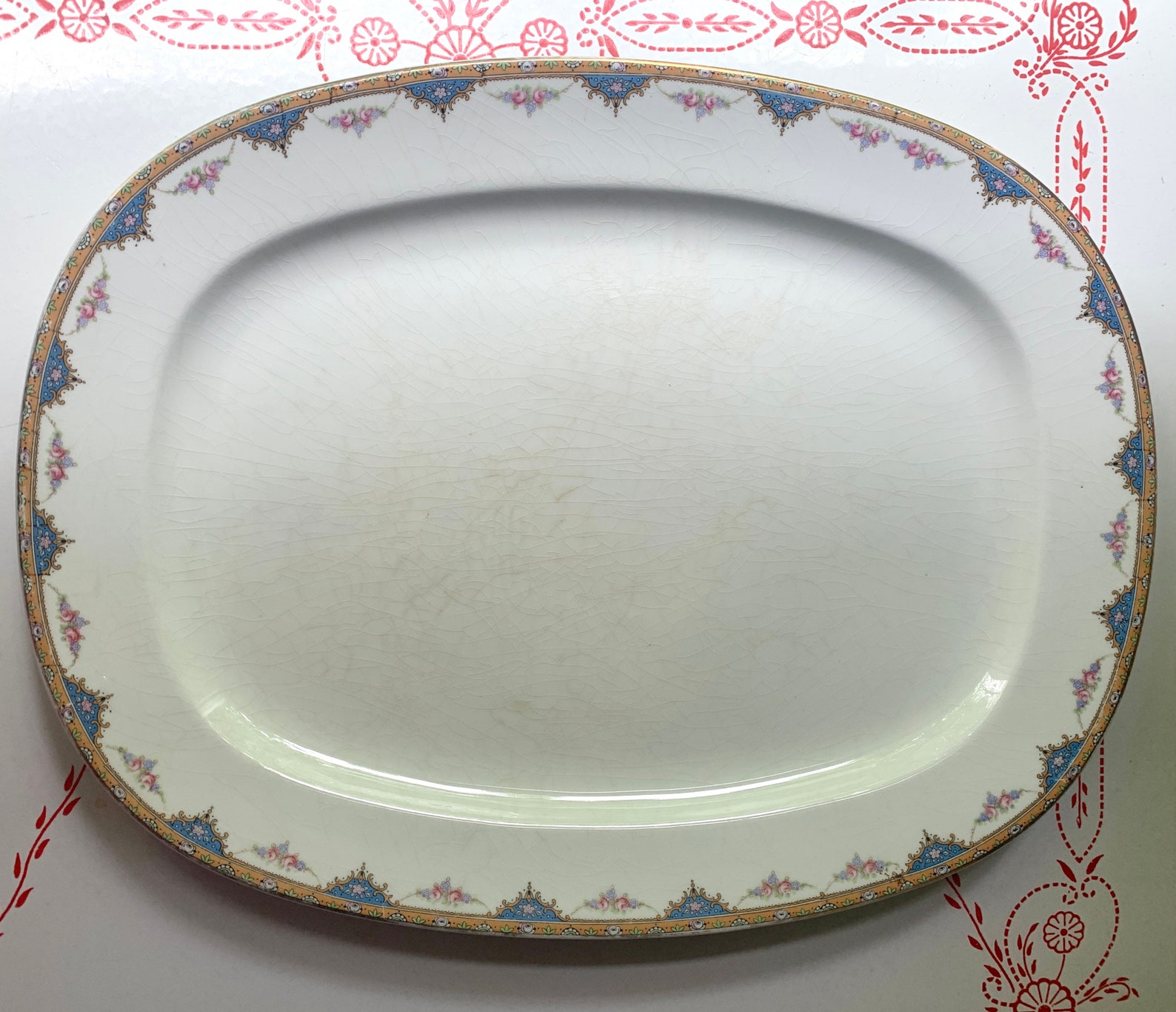 Carrollton China OVERSIZED Large Serving Platter Vintage Gold Etsy