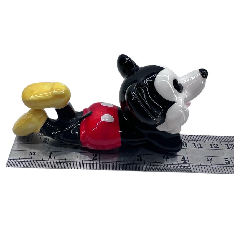 Vtg Mickey Mouse Figurine Japan Pie Eye Ceramic Laying Down 4" 3735 image 11