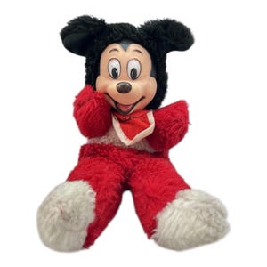 Mickey Mouse Vtg Rubber Face Plush w Bib 10" Disney 3104 Bild 1