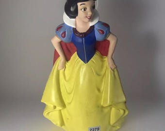 Disney Snow White Plastic Coin Bank 9” Tall with Stopper 2279