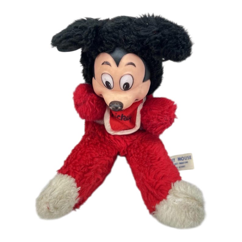 Mickey Mouse Vtg Rubber Face Plush w Bib 10" Disney 3104 Bild 3