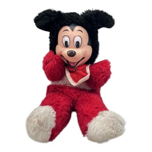 Mickey Mouse Vtg Rubber Face Plush w Bib 10" Disney 3104 Bild 7
