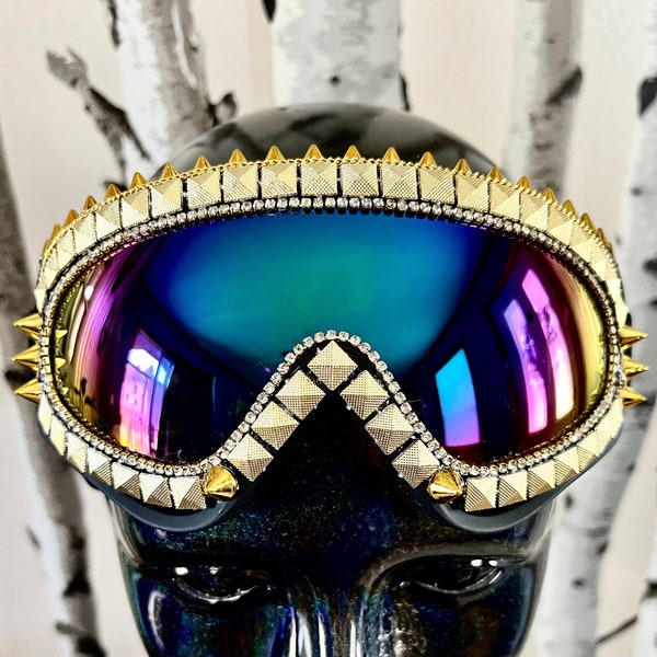 Mojo Gold Goggles | Spike Punk Goggles | Playa Dust Goggles | Gold Ski Goggles | Playa Dust Goggles | Gold