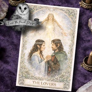 Closed 4/23-5/10 Tarot Card Artwork - Aragorn and Arwen The Lovers Tarot Card - LOTR Inspired Tarot Art - Mixed Media Artwork