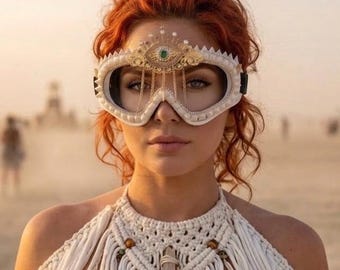 READY TO SHIP Cyclops Eye Goggles Boho Style - Evil Eye Third Eye Festival Goggles | Playa Dust Goggles