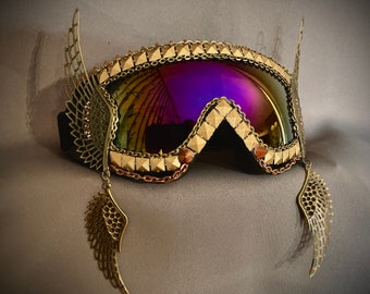 Disco Hermes Deluxe Bronze geflügelte Brille | Festival Brille | Brille | Rave Sonnenbrille | Tribal Antike