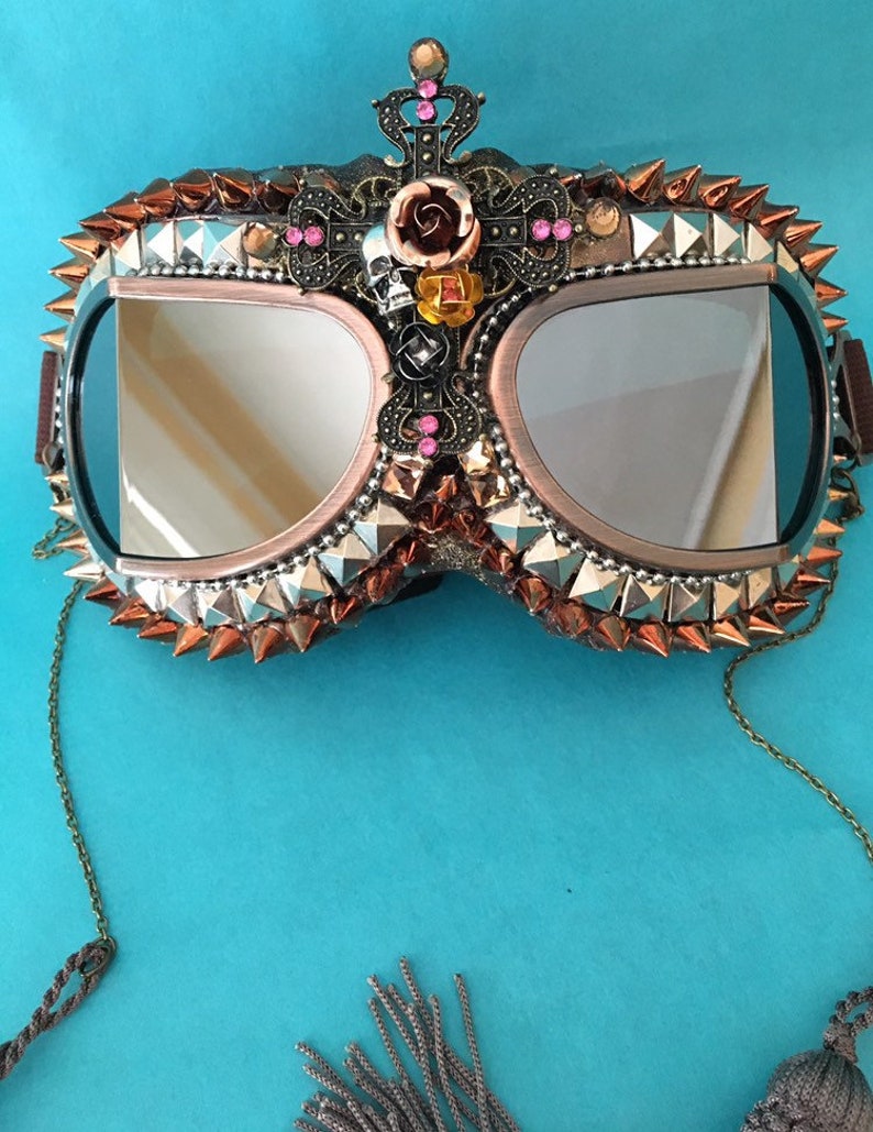 Cross Crucifix Vampire Rock Star Skull Goggles Made to Order Steampunk Gothic Baroque Couture Goggles Burning Man Goggles Mad Max