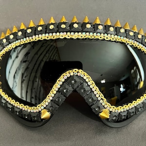 Made-to-Order | Black and Gold Goggles | Noir Night Goggles | Unisex Black & Gold Tribal Goggles | Gold Black Gunmetal Goggles | Festivals