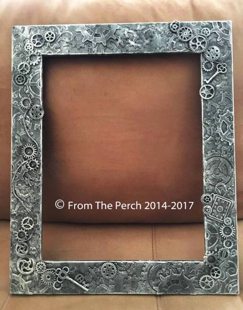 Steampunk Picture Frame Photo 24x36 Steampunk Picture Frame Photo 24x36 Gift Goth Steel Effect
