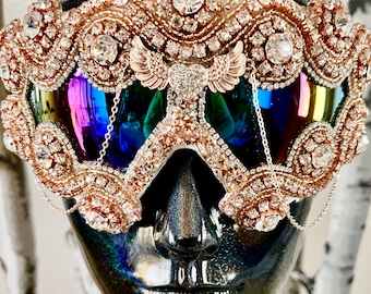 Cerrado del 23/4 al 10/5. OFERTA / Gafas Rosa Princesa Oro Rosa / Gafas Máscara Veneciana Cristal / Gafas Diamantes de Imitación / Gafas Tiara Corona