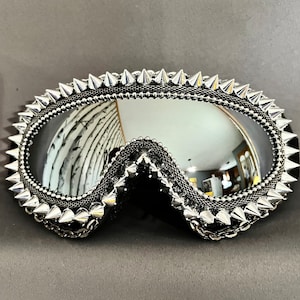 Made-to-Order | Silver Spike Goggles | Warrior Goggles | Ski Goggles | Playa Dust Goggles | Spike Punk Goggles | Festival Goggles