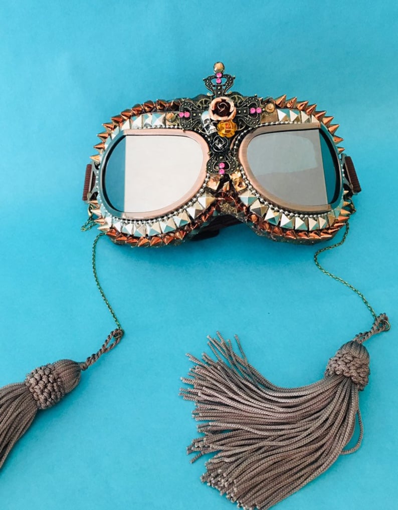 Cross Crucifix Vampire Rock Star Skull Goggles Made to Order Steampunk Gothic Baroque Couture Goggles Burning Man Goggles Mad Max