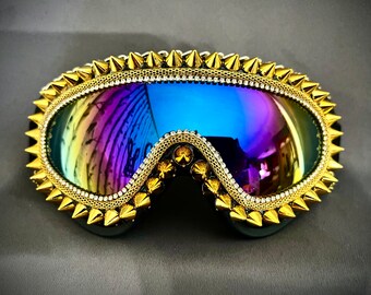 Gold Egyptian Goggles | Gold Goddess Goggles | Spike Punk Goggles | Glamour Goggles | Gold Nordic Goggles | Playa Dust