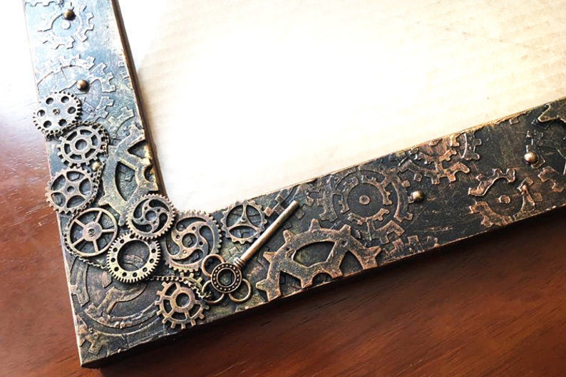 Steampunk Picture Frame Photo Steampunk Picture Frame Photo Gift Wedding 11x14 Goth Wicca Burning