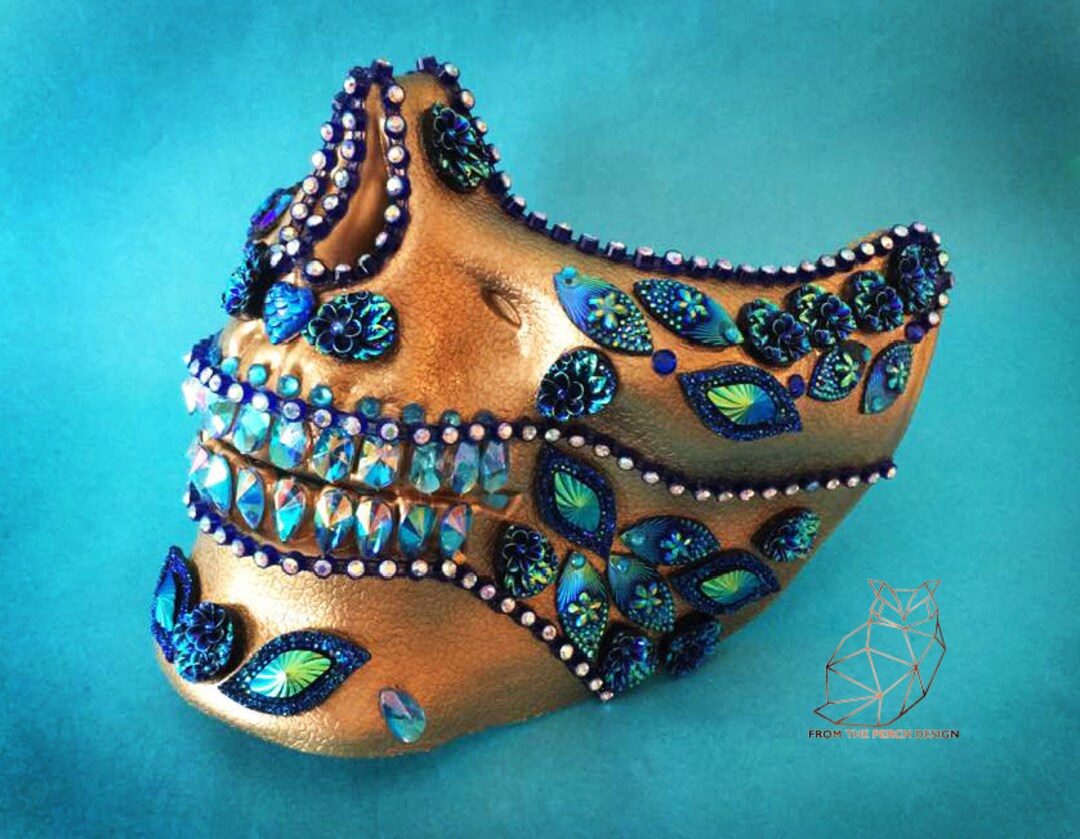 Half Skull Mask Skull Mask Festival Rhinestone Skull Mask Post