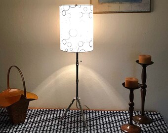 MCM/RETRO 1960's Table Lamp with New Shade - Silver Finish in Bamboo Design - circa 1960