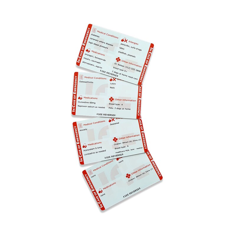 ICE Card In Case of Emergency Card emergency contacts Etsy
