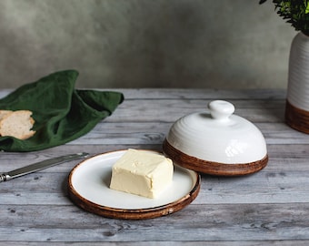 Butter dish, Handmade lidded butter keeper, Round butter dish with lid, Ceramic Cheese keeper, Handthrown pottery