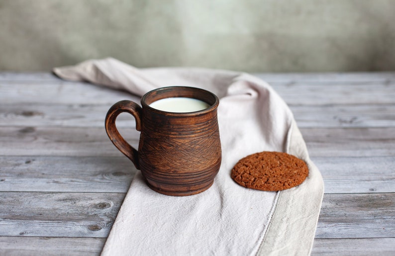 Big coffee mug,Unglazed stoneware,Clay mug,Rustic mug,Ukrainian dinnerware,Eco friendly tea mug,Ukrainian pottery,Handmade