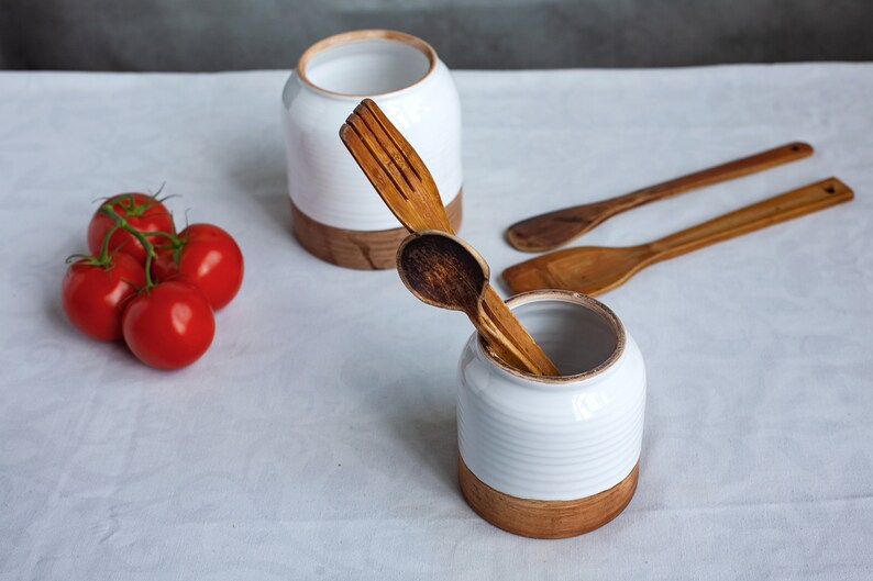 Ceramic Utensil Holder Pottery Utensil Holderpottery Etsy