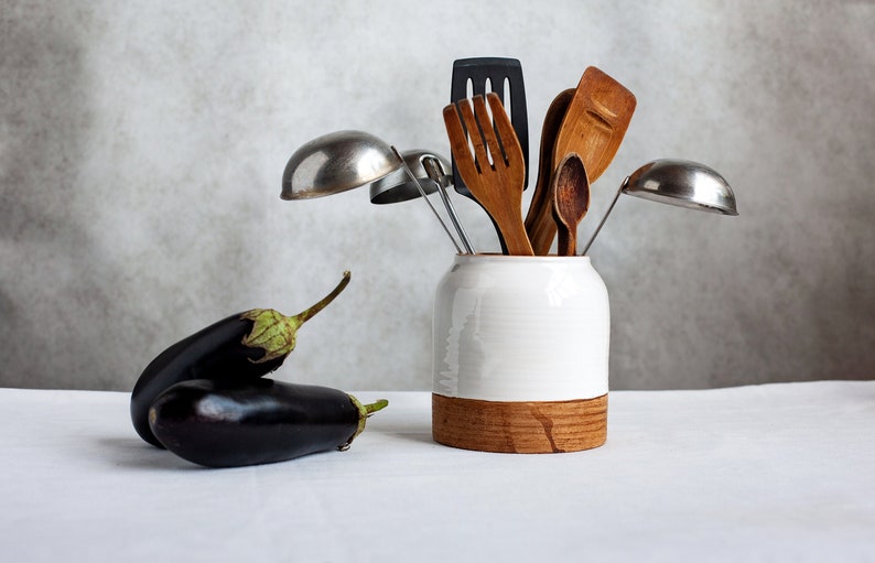 Ceramic Utensil Holder Pottery Utensil Holderpottery Etsy