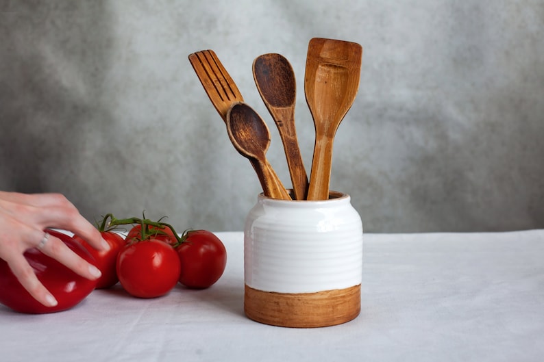 Ceramic Utensil Holder Pottery Utensil Holderpottery Etsy