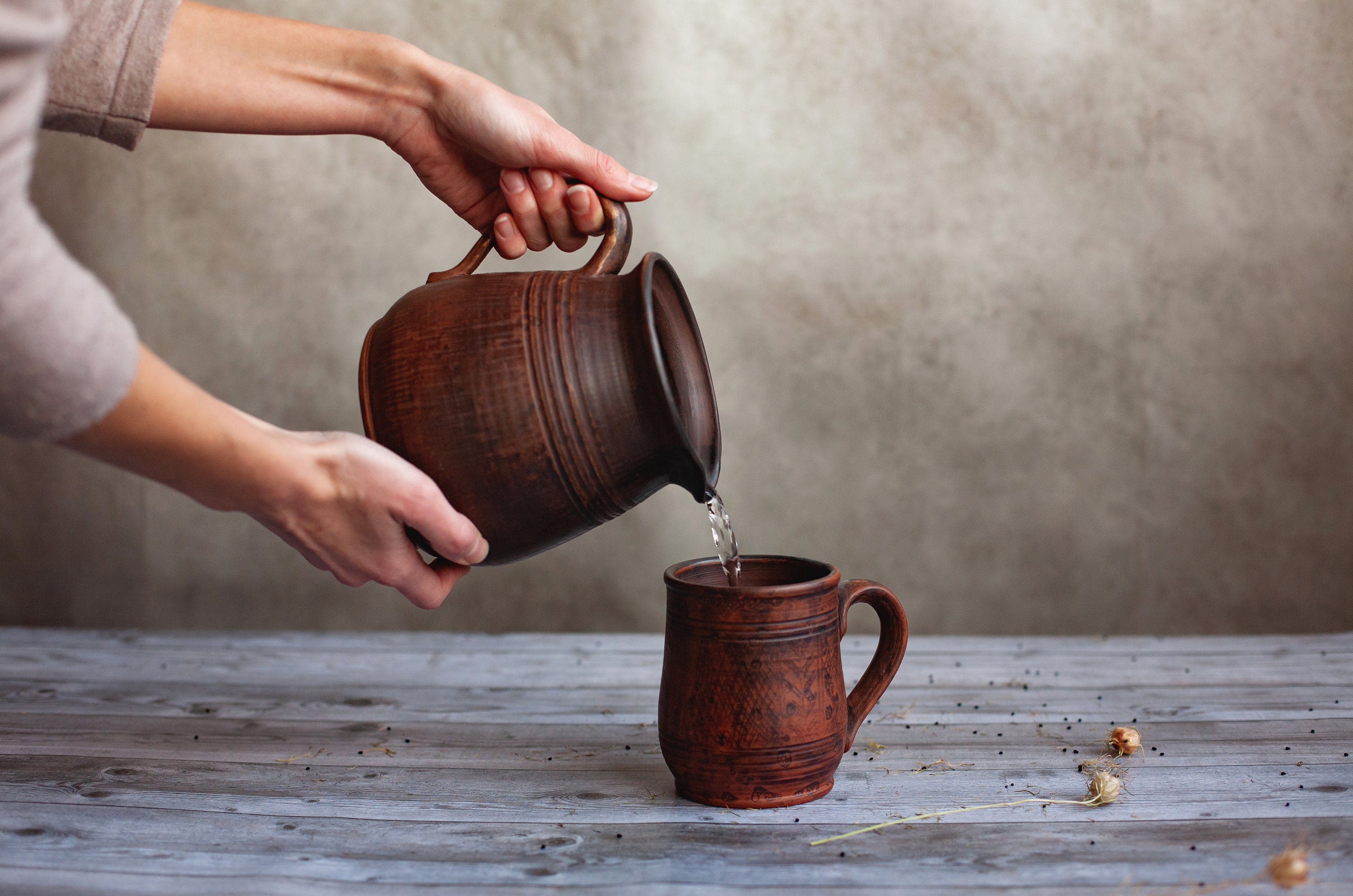 Pottery pitcher Black stoneware jug Rustic serving Etsy
