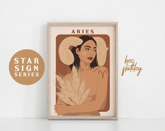 Aries / Star Sign / Zodiac / Art Print by Bec Flattley