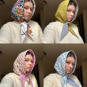 Designer Oversized Babushka Scarf - Warm Kerchief Headband