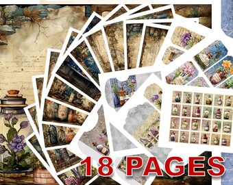 Victorian Apotheke Botanical Junk Journal Kit Tags Envelopes Printable Ephemera 18 JPG Pages Commercial License Digital Download Vintage A01