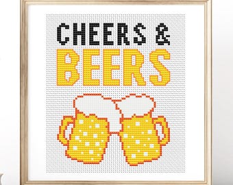 Cheers and Beers Spaß Kreuzstichmuster Anleitung PDF Instant Download