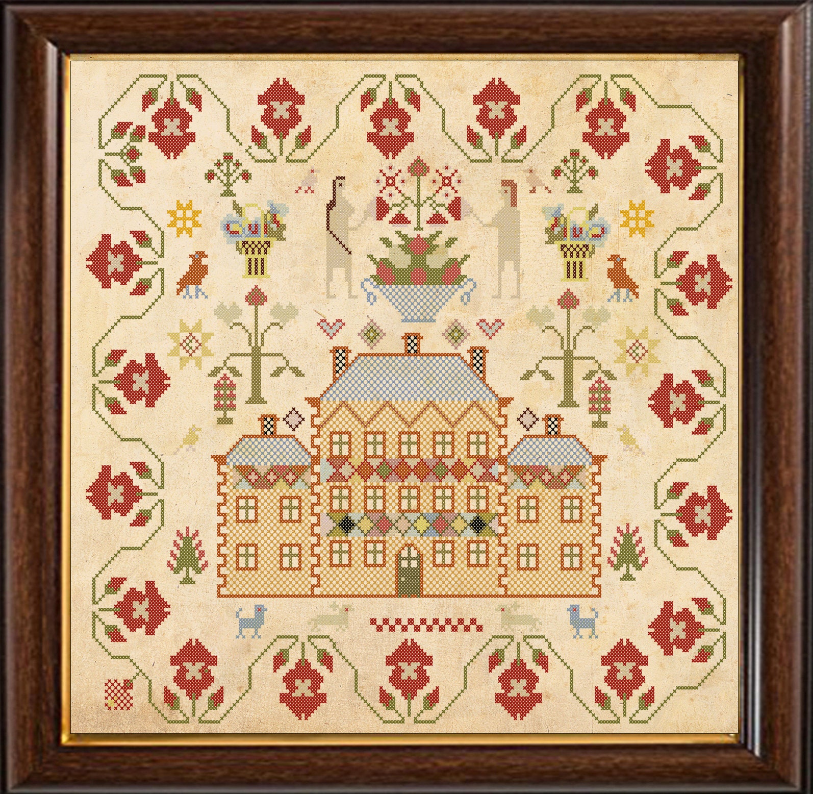 Cross Stitch Sampler Antique 18th Century Reproduction Counted | Etsy